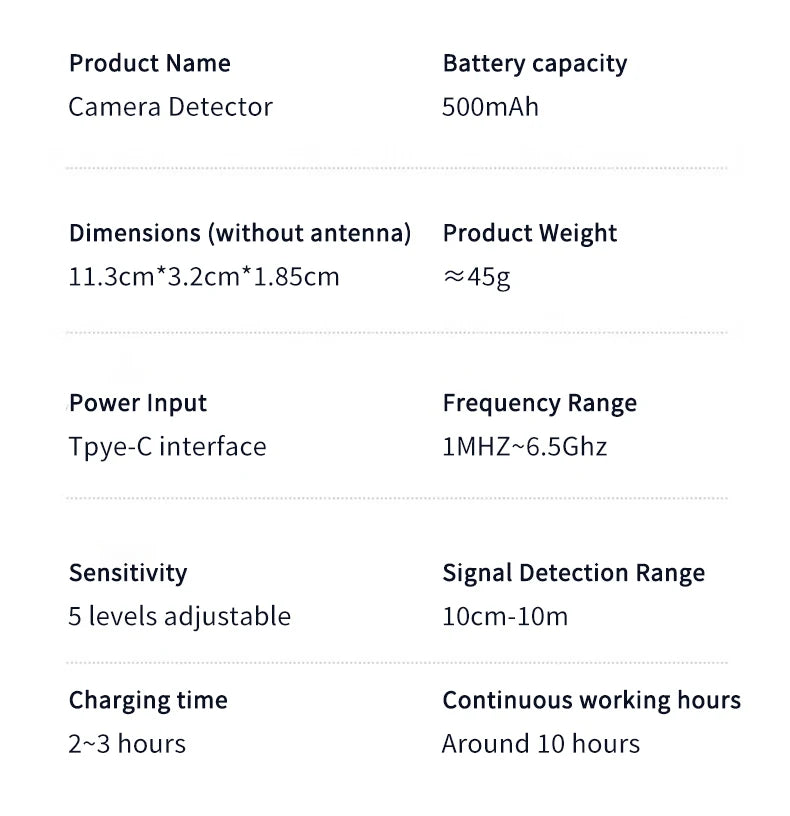 T011 Hidden Devices Detector Hotel Anti Candid Camera Detector Hunter GPS Bug Mini Camera RF Signal Scanner Camera Finder