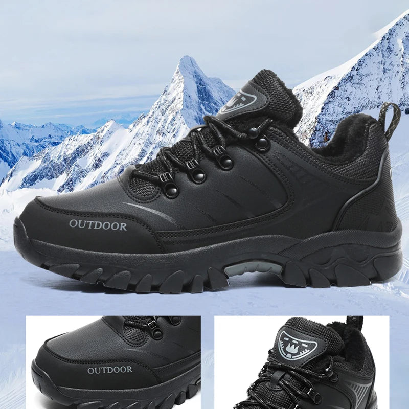 Hiking Boots Man Winter Sneakers Luxury Designer Men's Leather Boots Models Winter Shoes Anti Slip Sneakers Platform Ankle Boots