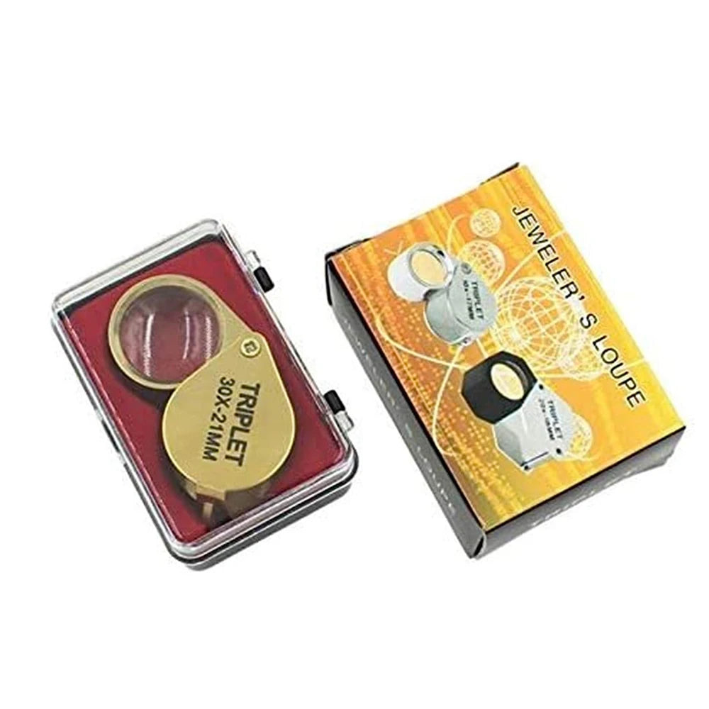 Metal Jewelry Magnifying Glass Jewelers Eye Tool Jewellery Folding Loupe Glass Lens Magnifying Triplet Glass Jewelry Diamond
