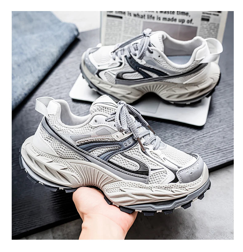 Sports and leisure shoes, men's shoes, marathon oversized air cushioned shoes, fly woven all season rubber, wear-resistant, anti