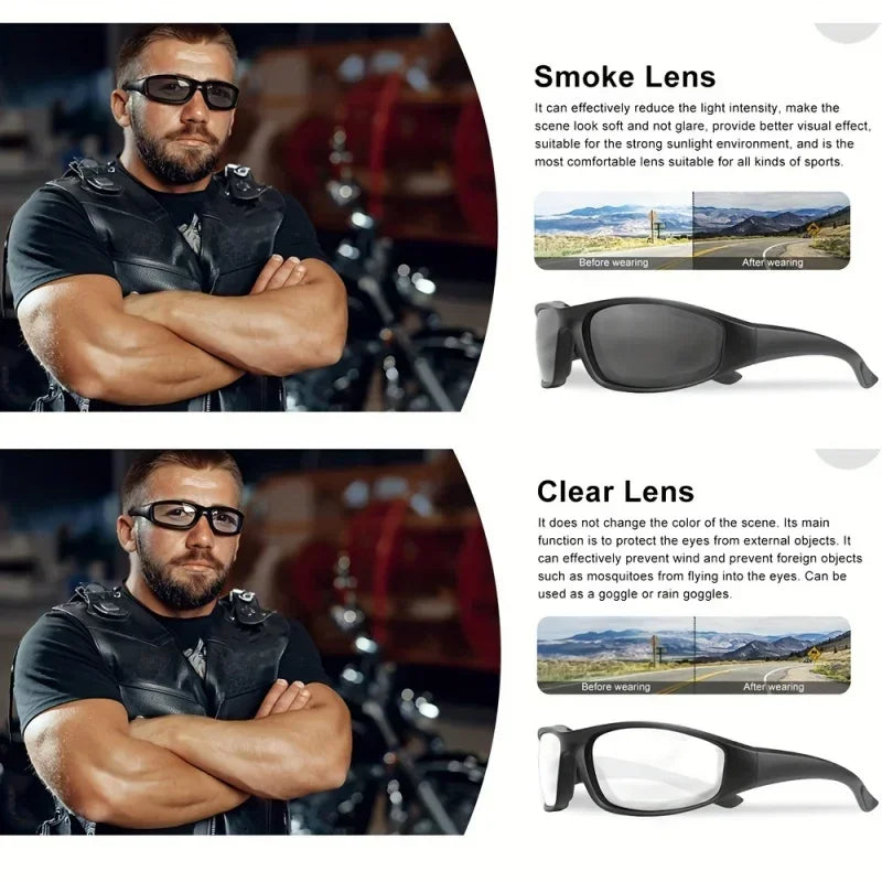 Motorcycle Riding Goggles - Tactical UV400 Dustproof Glasses for Hunting, Shooting & Bike Riding, Windproof Protective Equipment