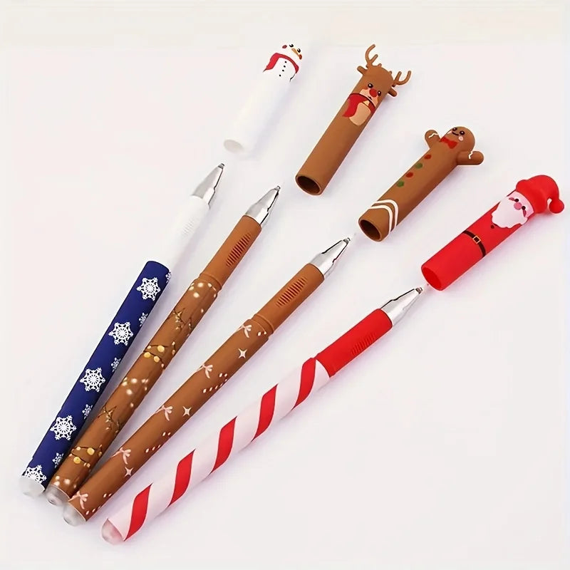 4pcs Xmas Erasable Pens -  Fine Tip, Quick-Dry, Smooth Writing, Mistake-Erasable, Student Note & Holiday Gift