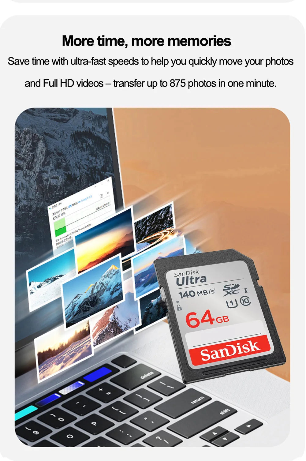 SanDisk Full-Size SD Card 32GB SDHC C10 64GB 128GB 256GB SDXC Card 512GB cartao de memoria carte sd tarjeta For HD video Camera