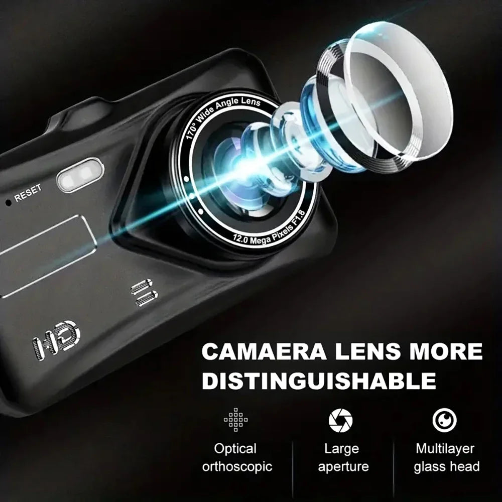 Dual Lens 1080P HD for Cars 4inch Touch Screen Dash Cam Car DVR Video Recorder Front and Rear View Camera for Vehicle Black Box