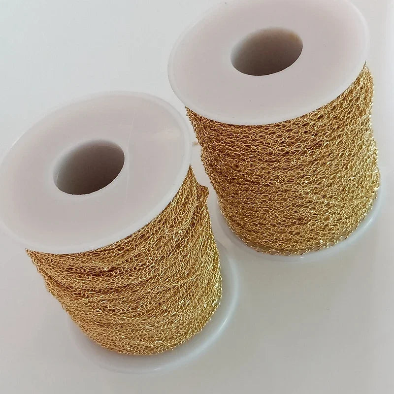 1 Meter Jewellery Crafts Chain Wholesale 14KGold Color Plated  Brass Chains For Jewelry Making Handmade Bracelets Necklaces