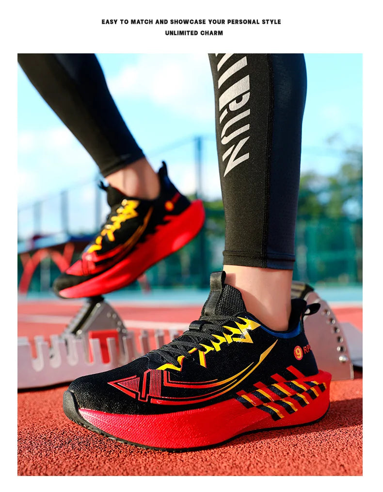 Sports and leisure shoes, men's shoes, marathon oversized air cushioned shoes, fly woven all season rubber, wear-resistant, anti