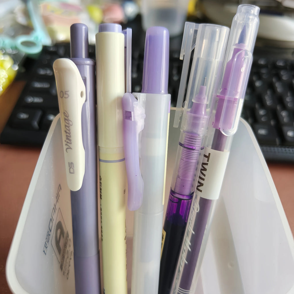 5 Purple Pens with Various Nibs, Suitable for Drawing, Doodling, Highlighting, School and Art Supplies