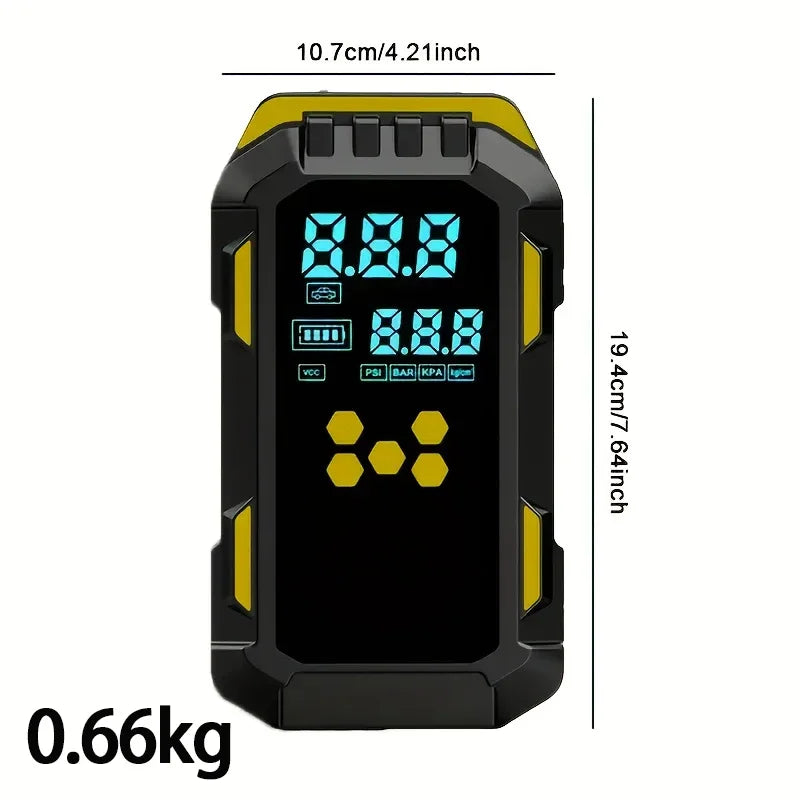 Portable Car Jump Starter with Air Compressor - 12V Emergency Power Bank for Vehicle Battery Boost, Fast Inflation for Tires