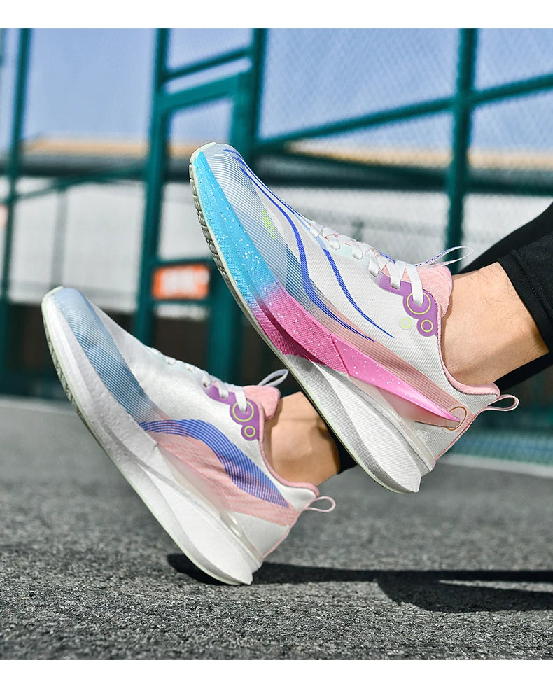 Sports Men Running Shoes Carbon Board Speciality Marathon Breathable Lightweight Women's Comfortable Athletic Nonskid Sneakers