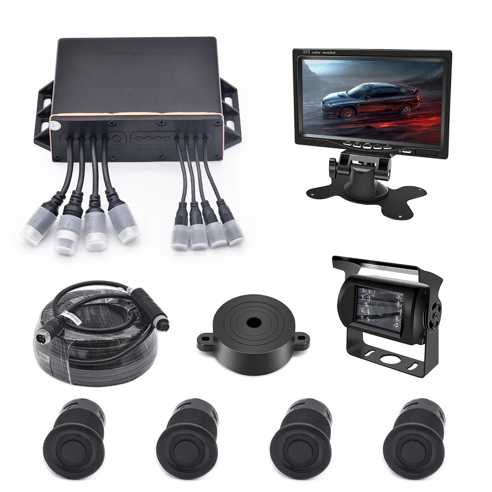 Car Parking Radar Sensor Monitor System For Truck Forklift Van Caravan Trailers Camper Bus Truck
