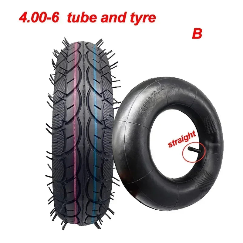 4.00-6 Tire 4.00-6 Straight/Bent Valve Inner Tube Outer Tyre for Trolley Go Kart Electric Vehicle Electric Scooter Tire