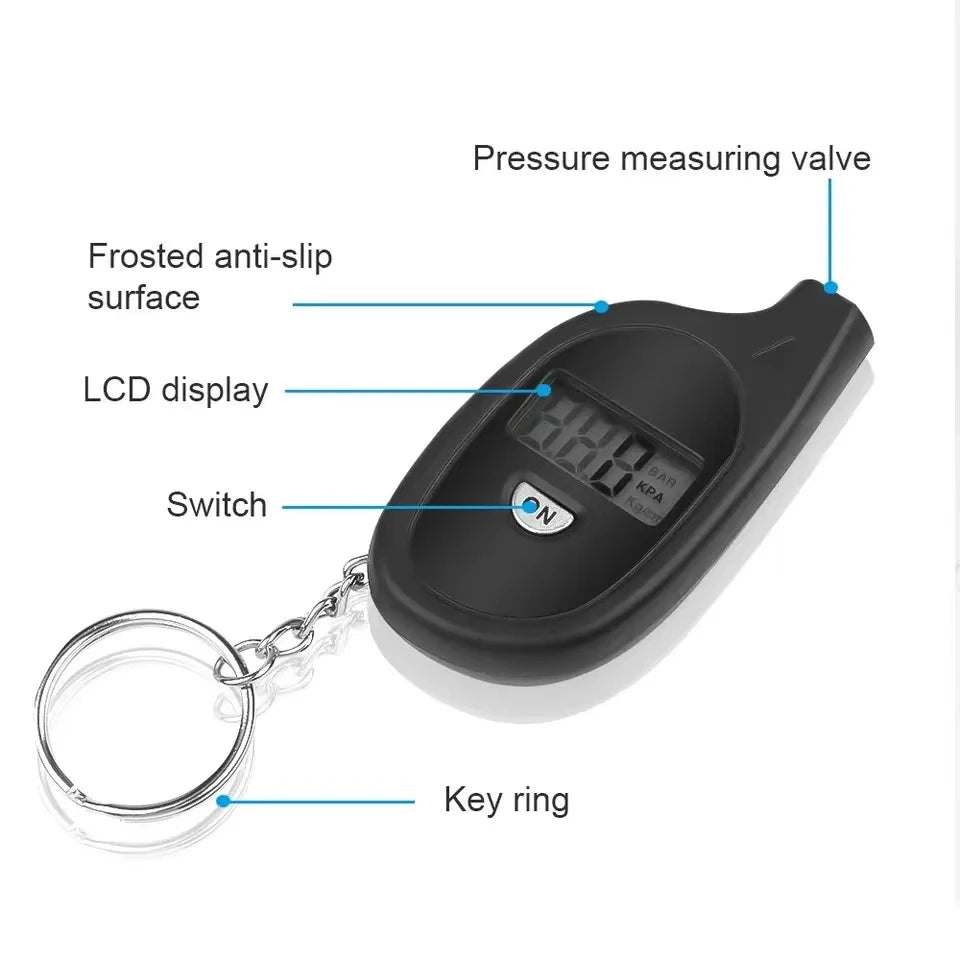 Tire Pressure Gauge with LCD Display Digital  - Auto & Motorcycle Air Pressure Tester and Safety Alarm Tool