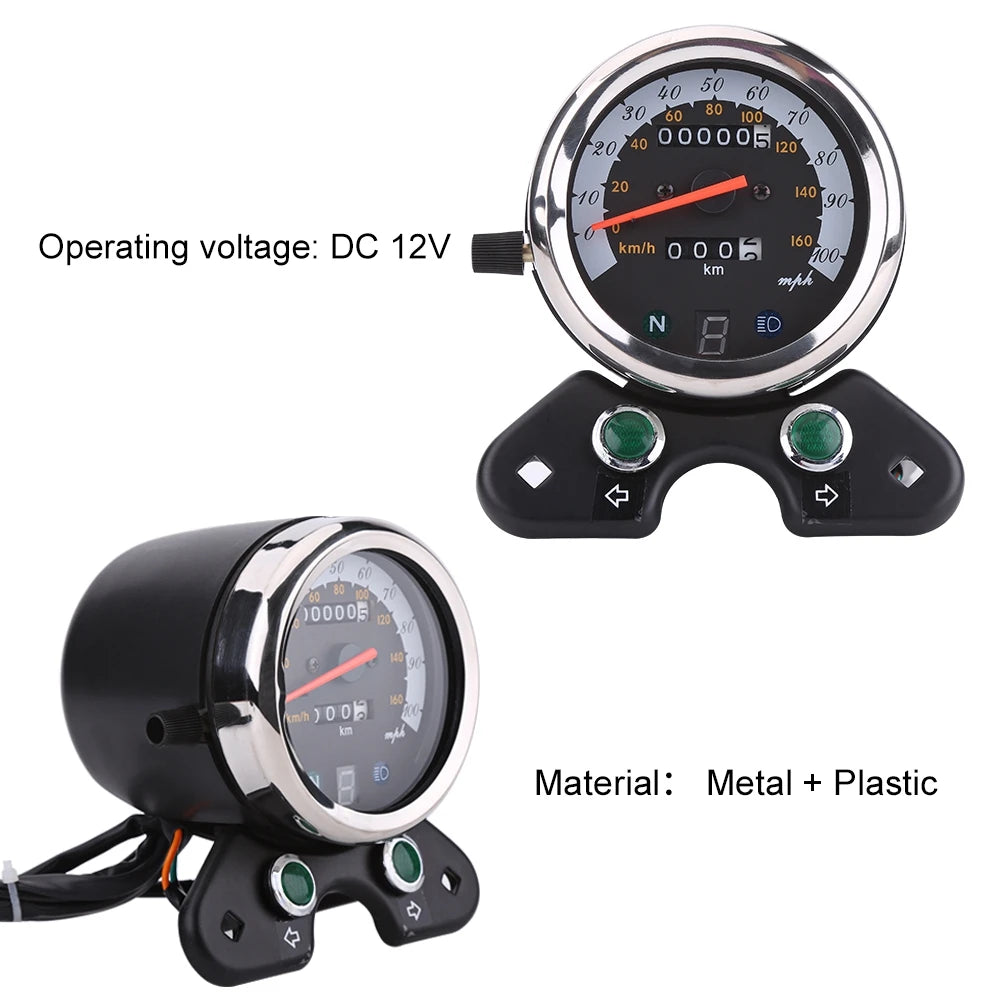 Motorcycle Speedometer Speedometer  Meter Universal Motorcycle Dual Odometer Speedometer  Meter Gear Digital Display