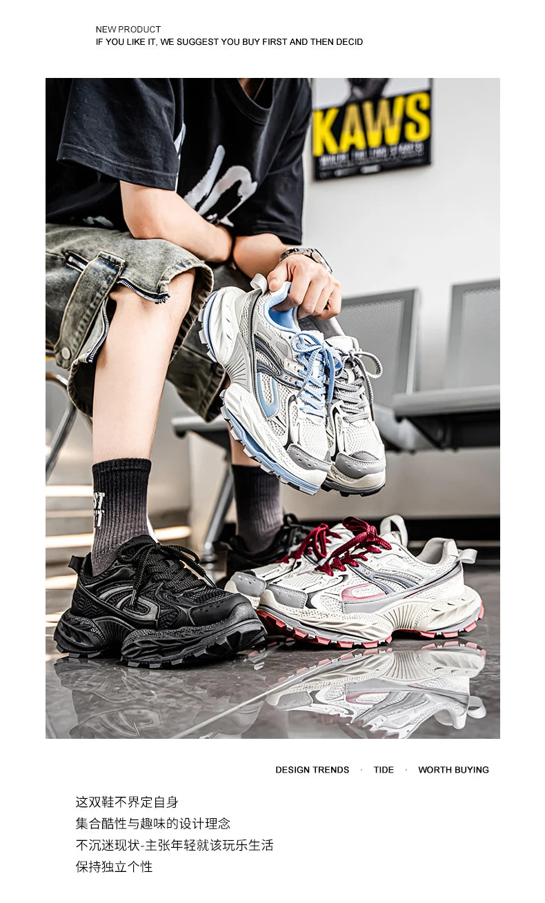 Sports and leisure shoes, men's shoes, marathon oversized air cushioned shoes, fly woven all season rubber, wear-resistant, anti