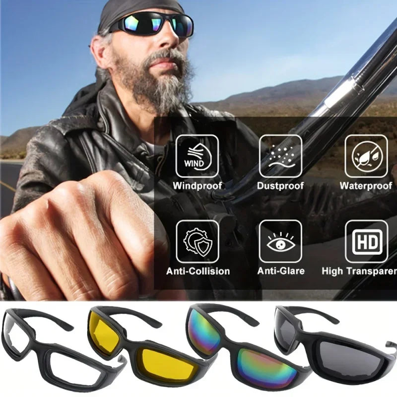 Motorcycle Riding Goggles - Tactical UV400 Dustproof Glasses for Hunting, Shooting & Bike Riding, Windproof Protective Equipment