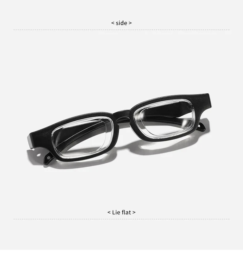 Portable Rotatable Adjustable Focal Length Reading Glasses Square Full Frame Adjustable From +50 To +350 Degrees Eyeglasses