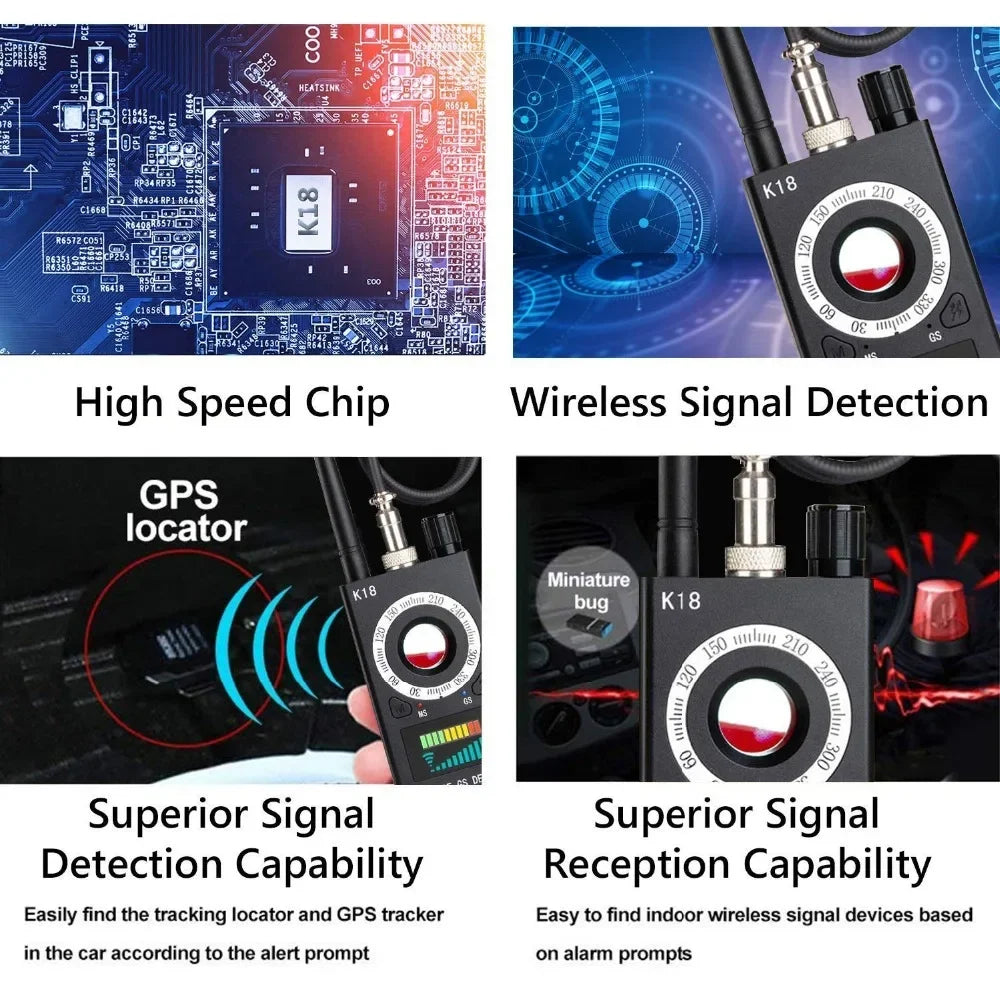 Professional Spy Camera Finder RF Scanner GPS 2-5G Wifi Signal jammer Bluetooth blocker hacking gadgets Hidden Cam/Bug Detector