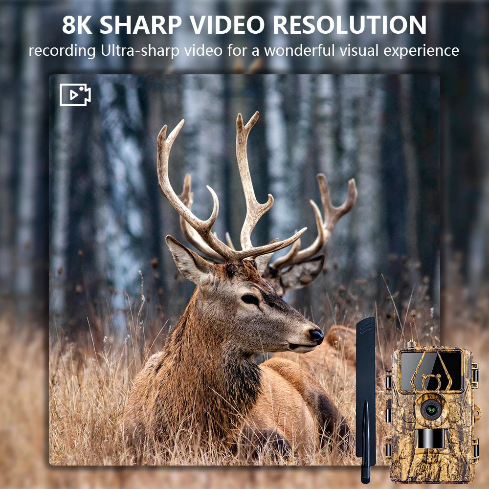 Trail Cam with 8K Video 60MP Images Night Vision Motion Activated Waterproof Wildlife Camera for Hunting Home Security Cameras