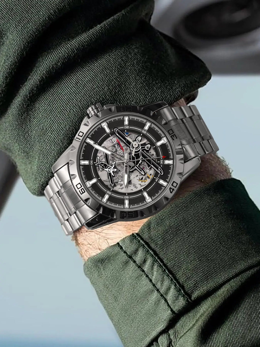 Glenaw Aircraft fully automatic mechanical men's watches, multi-color, trendy and fashionable personalized top brand watches