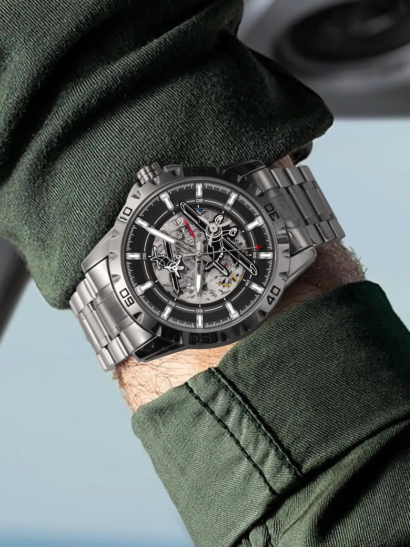 Glenaw Aircraft fully automatic mechanical men's watches, multi-color, trendy and fashionable personalized top brand watches