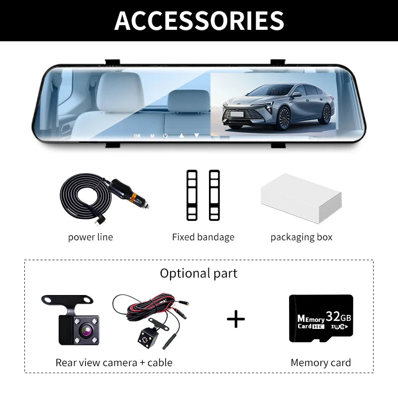 5MP Dash Cam Car Optional Dual Lens Night Vision 4.2In DVR Rearview Mirror Dash Camera Video Recorder Auto Wide-angle Camera