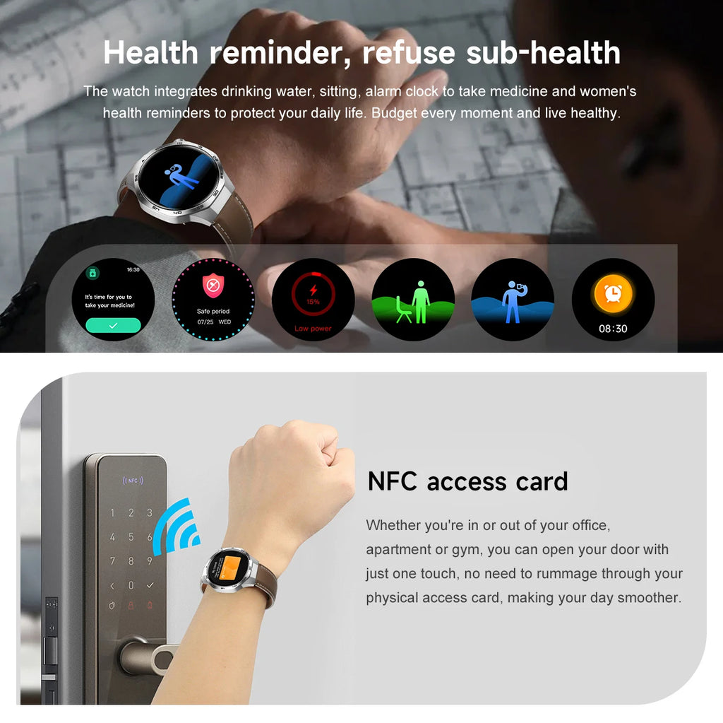 2025 New GT5 Pro GPS Track Compass Smart Watch Men 360*360 AMOLED Screen NFC BT Call Waterproof Health Monitor Man Smartwatches