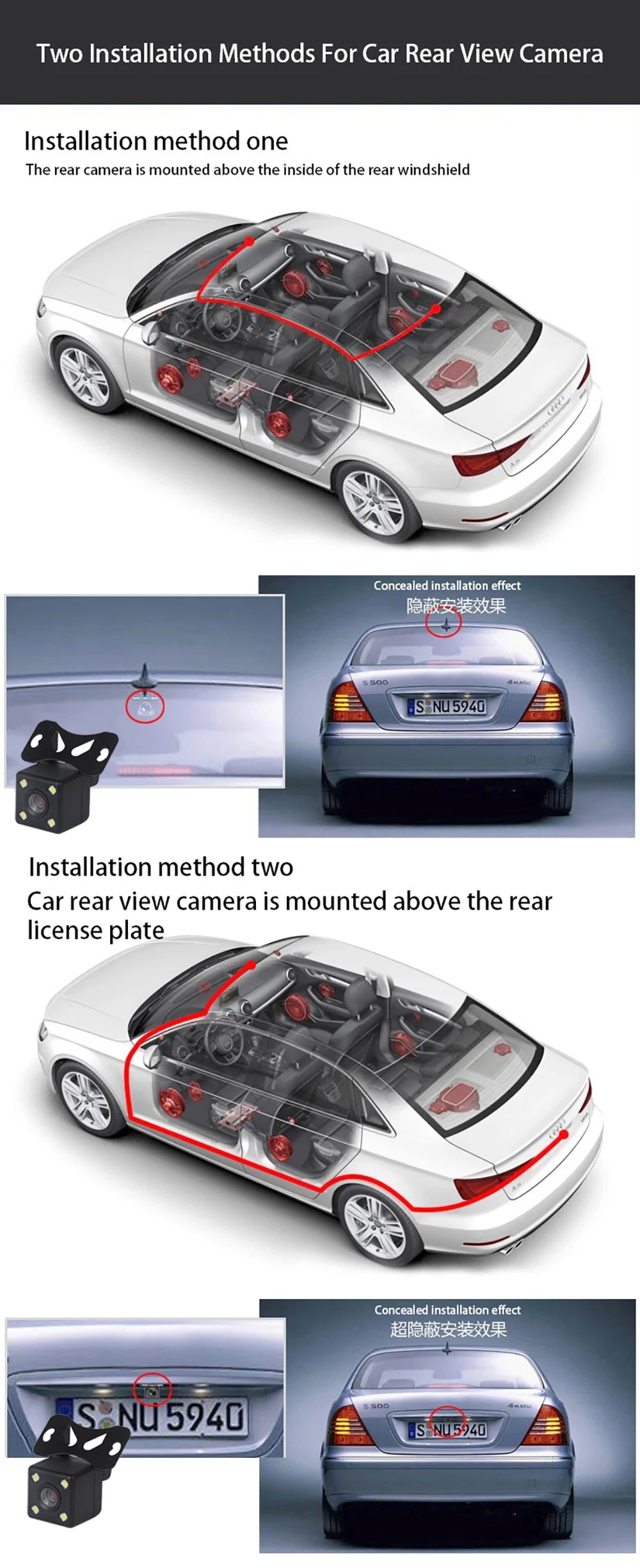 Triple Lens WiFi Dashcam 2/3 Channel Car Camera 1080P HD Video Recorder, Night Vision Car DVR with Wide Angle for Front and Rea