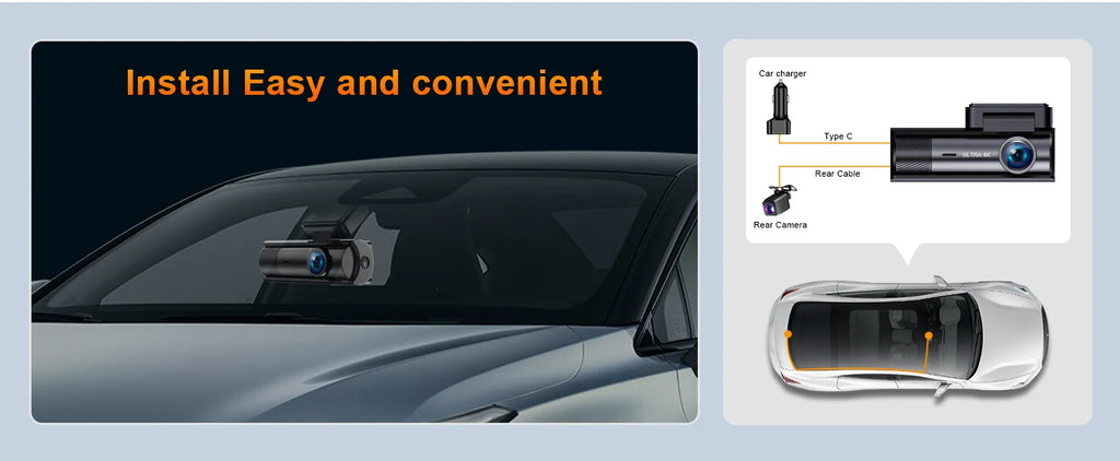 Dual Lens Dash Cam For Car Camera 4K Video Recorder WIFI GPS Car DVR Front and Rear View Camera Night Vision Car Accessories