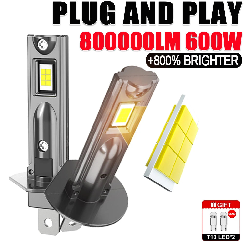 LED H1 Bulb CANBUS Car Headlight Super Bright Auto Lights Mini Wireless Spotlights Fog Lamp LED 6000K Headlamp Plug&Play 12V