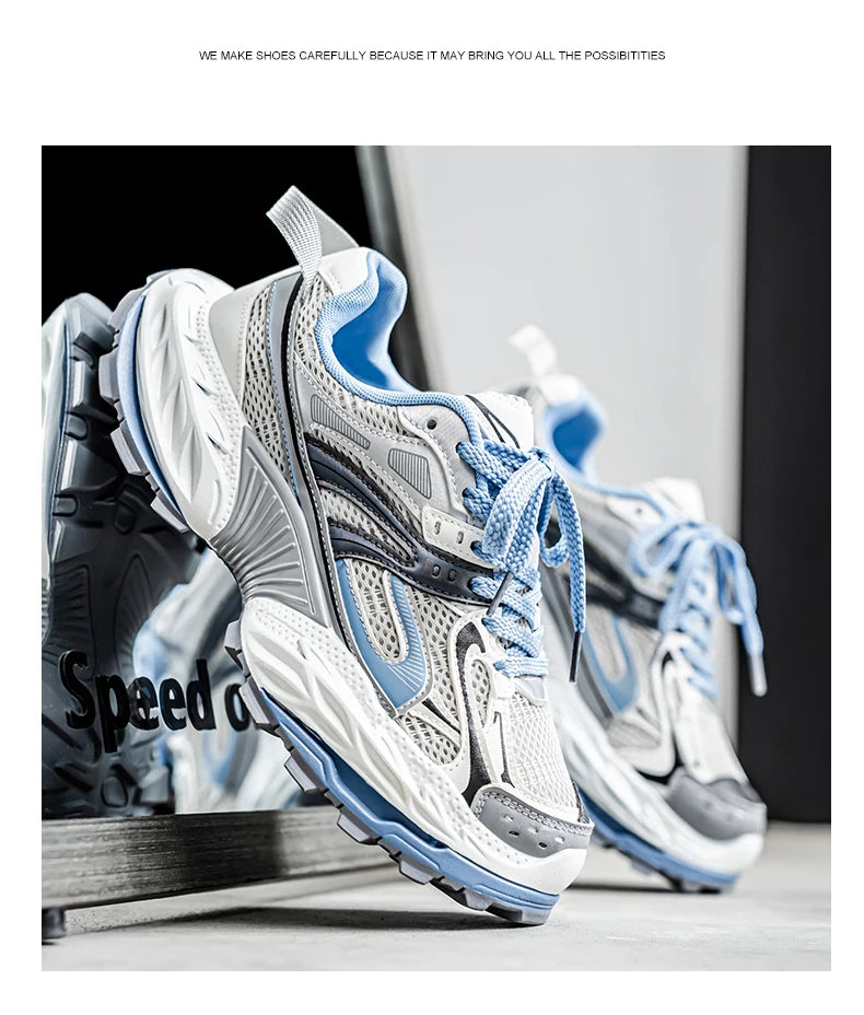 Sports and leisure shoes, men's shoes, marathon oversized air cushioned shoes, fly woven all season rubber, wear-resistant, anti