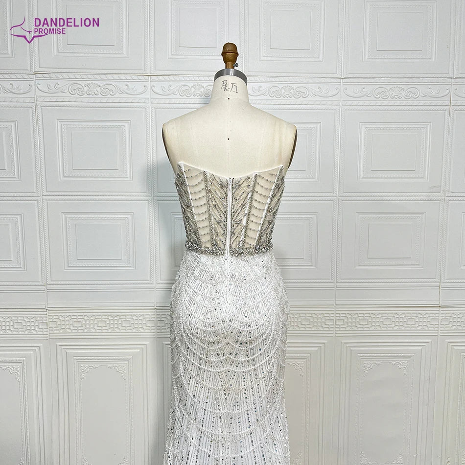 Eelgant Strapless Mermaid 2024 Evening Night Dress for Women Luxury Beads Design Arabic Formal Prom Wedding Party Gowns