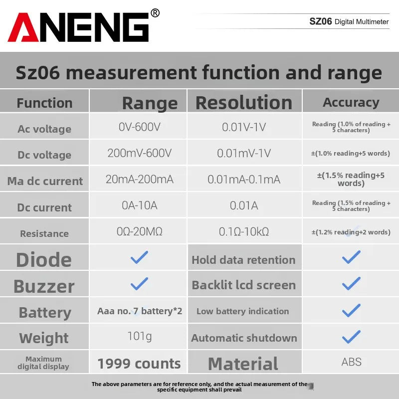 Digital Multimeter, High-precision Digital Display Anti-burning Multimeter, Intelligent Multi-functional Electrical Ammeter