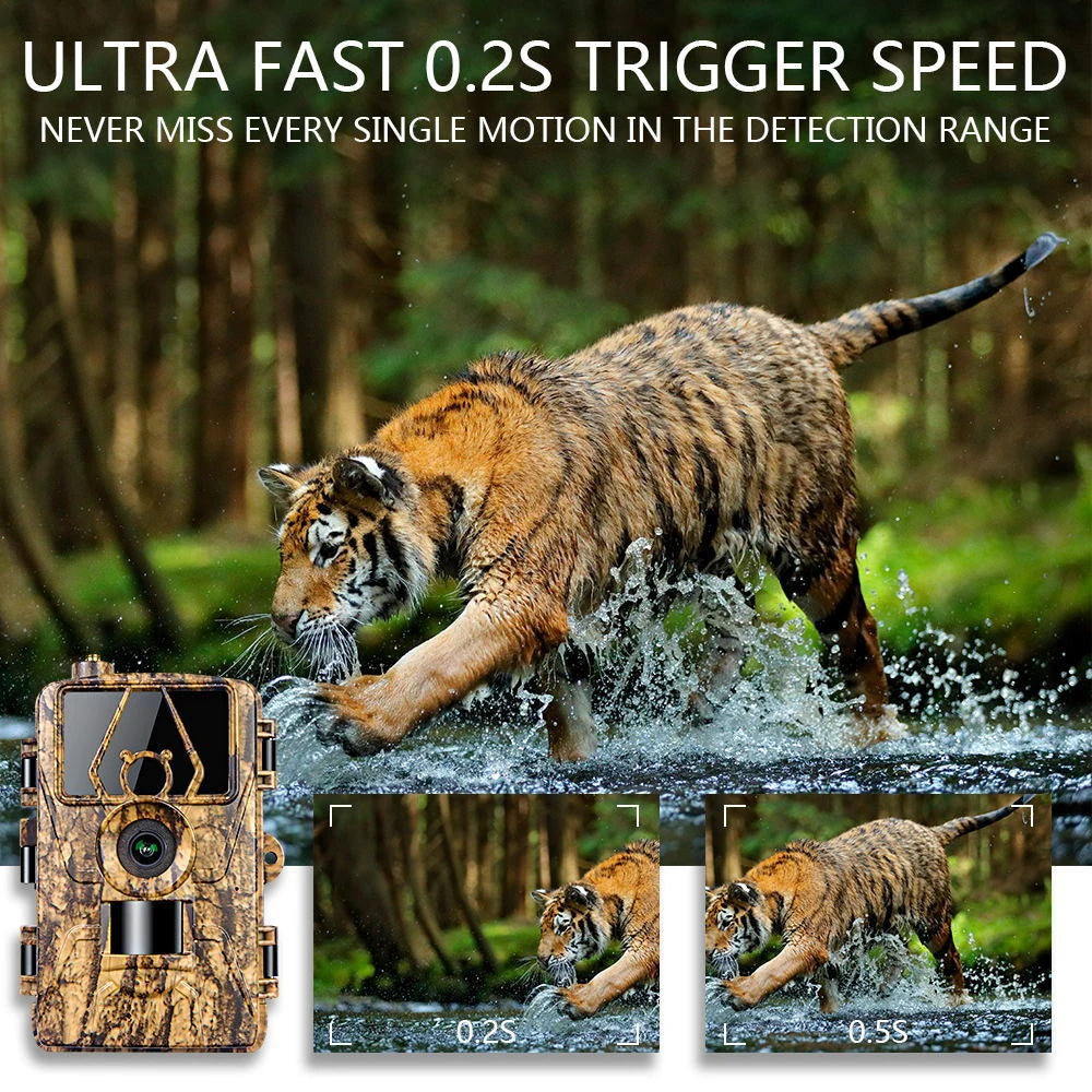 Trail Cam with 8K Video 60MP Images Night Vision Motion Activated Waterproof Wildlife Camera for Hunting Home Surveillance
