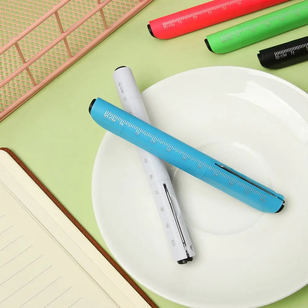 Creative Multifunction Ballpoint Pen with Folding Scissors Knife Ruler Candy Color Pens for Writing Office School Stationery