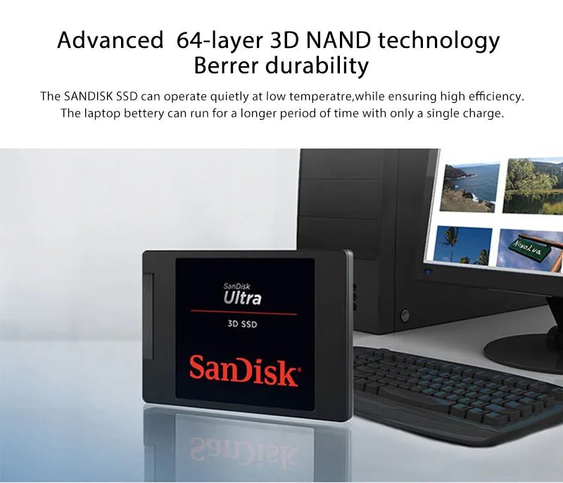 SanDisk Ultra 3D NAND SSD 500GB 1TB 2TB  enjoy up to 560MB/s read speed Internal Solid State Hard Drive SATA III HDD For Laptop