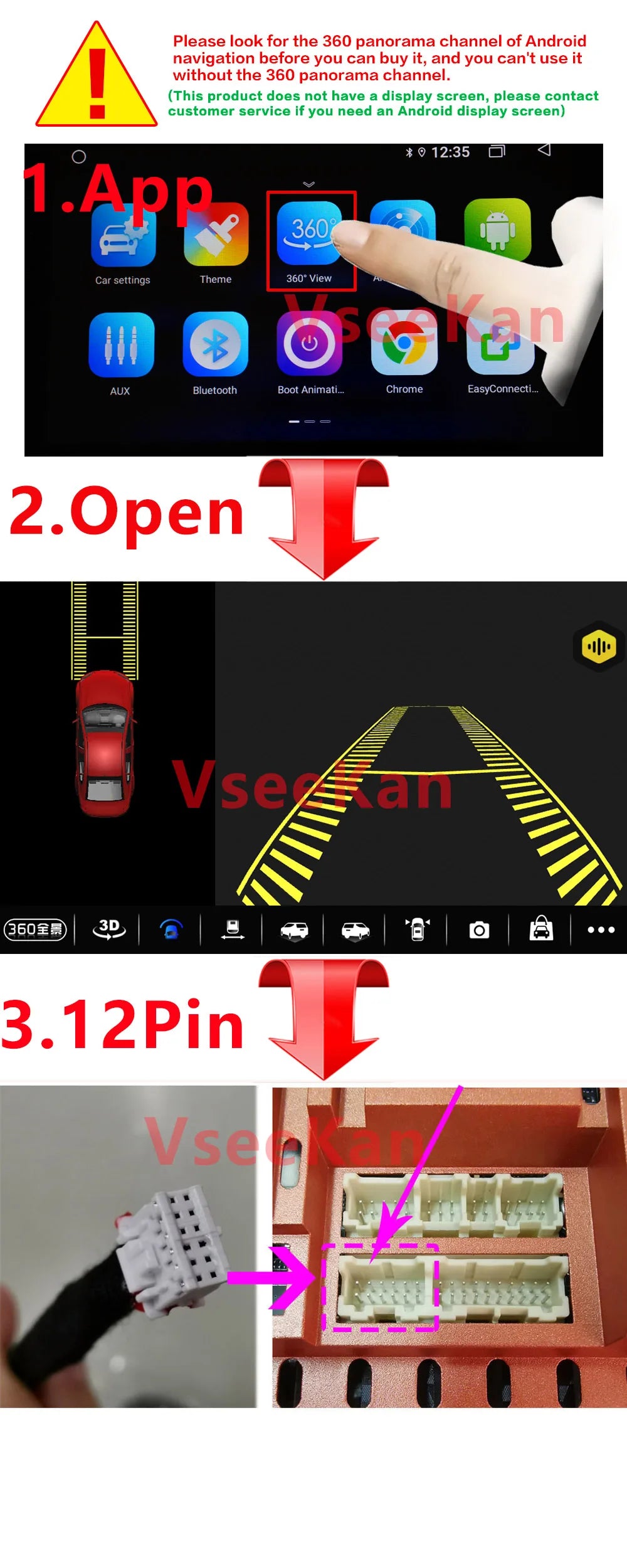 360 camera for car Front and rear left and right cameras for Android multimedia system with built-in 360 camera function
