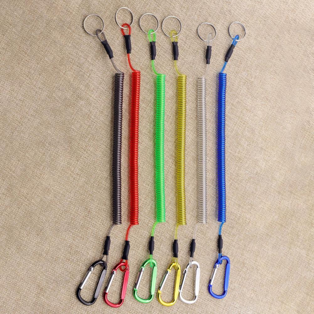 Keychains Anti-lost Rope Retractable with Keyring Carabiner Theftproof Coiled Spring Fishing Pliers Anti-lost Safety Lanyard