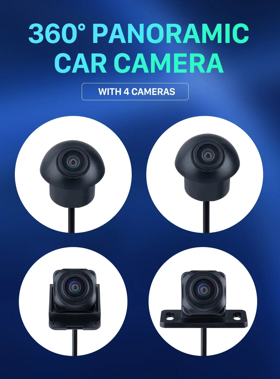 4 AHD 1080P 25fps 360° Surround View Car Camera Panoramic Front Rear Left Right Cameras for Universal Car Android Headunit
