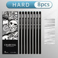 8pcs Charcoal Pencils Set for Drawing,Soft,Medium & Hard,for Drawing,Sketching,Shading,Tracing, Portraits,Sketch Pad,for Artists