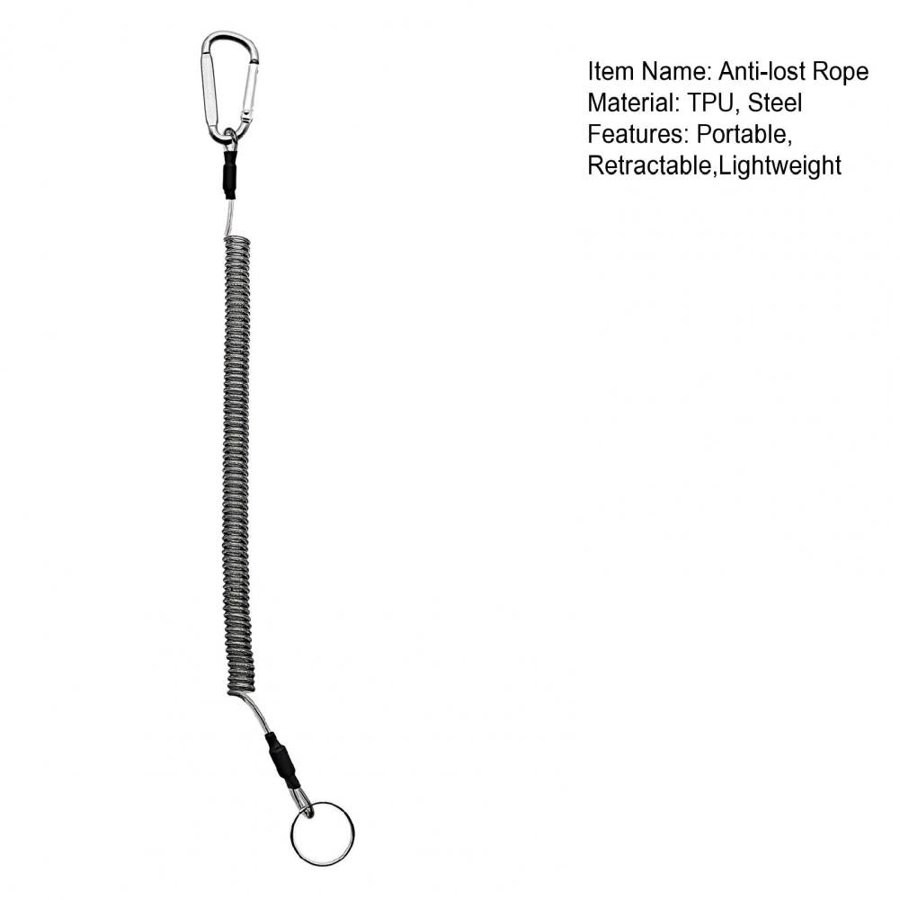Keychains Anti-lost Rope Retractable with Keyring Carabiner Theftproof Coiled Spring Fishing Pliers Anti-lost Safety Lanyard