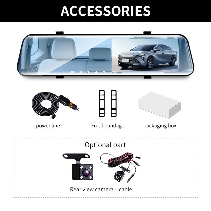 5MP Dash Cam Car Optional Dual Lens Night Vision 4.2In DVR Rearview Mirror Dash Camera Video Recorder Auto Wide-angle Camera