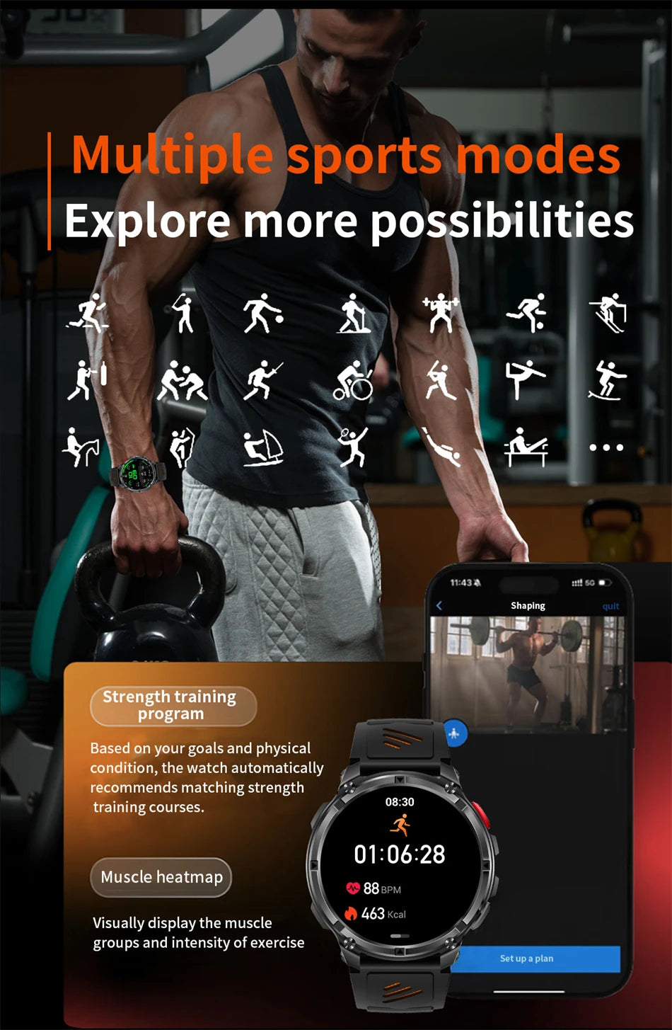 New T-Rex3 Ultra 1100mAh Battery Smart Watch GPS Track Compass IP69K Waterproof Sports tracker Outdoors Military Smartwatches