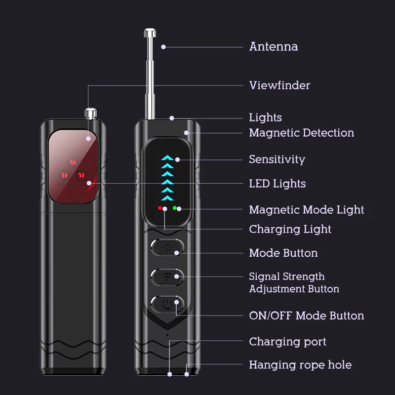 Hidden Spy Camera Detector Upgraded T17 Anti Spy Gadget GPS Tracker Finder Bug Detector Wireless RF Signal Infrared Scanner