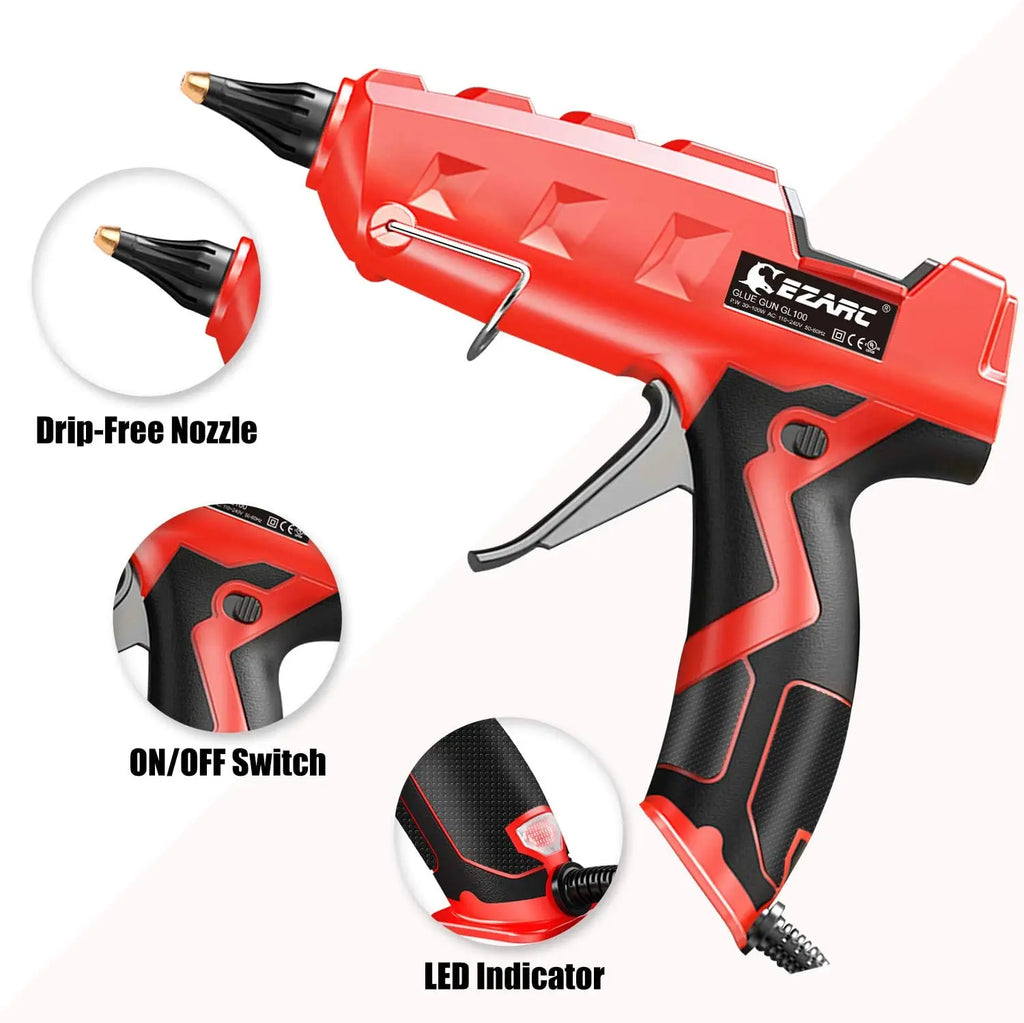 EZARC 100W Hot Melt Glue Gun DIY Household Industrial Glue Guns with 20pcs Glue Sticks, for DIY, Sealing, Arts & Crafts Projects