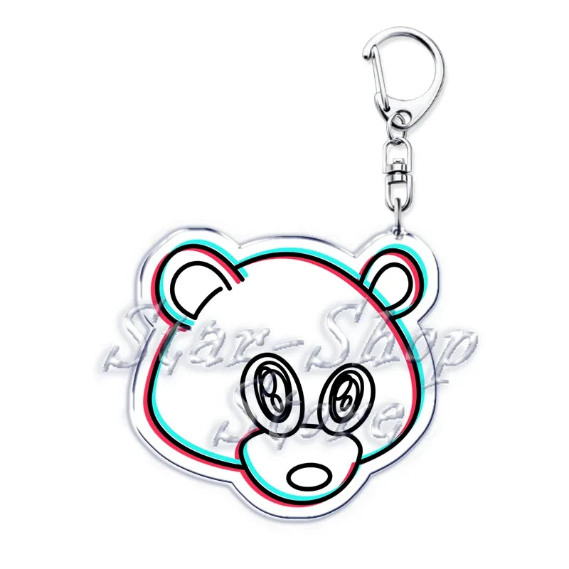 Popular Rapper YE Keychains for Accessories Bag Graduation Kanye Dropout Bear Key Chain Keyring Jewelry Fans Friends West Gifts