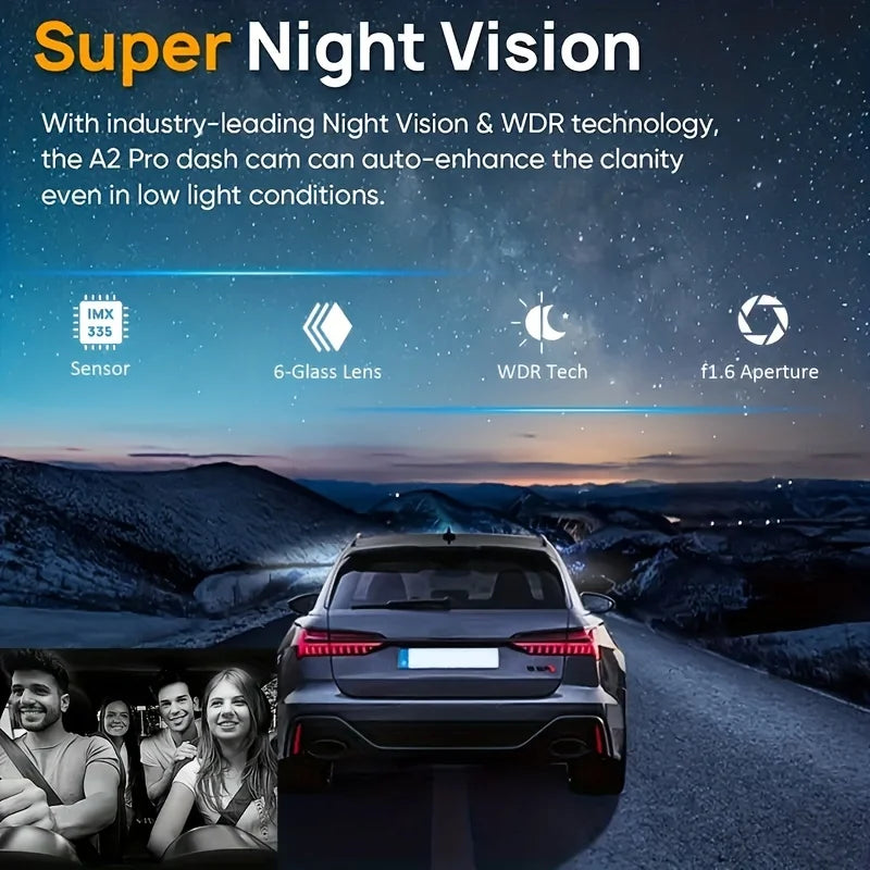 3 Inch 1080P Dual Lens Dash Cam For Cars, Front And Inside Full HD 1080P Car Camera With Loop Recording Night Vision Wide Angle