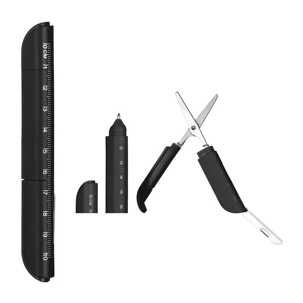 Creative Multifunction Ballpoint Pen with Folding Scissors Knife Ruler Candy Color Pens for Writing Office School Stationery