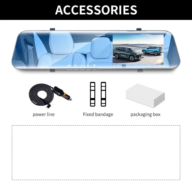 5MP Dash Cam Car Optional Dual Lens Night Vision 4.2In DVR Rearview Mirror Dash Camera Video Recorder Auto Wide-angle Camera