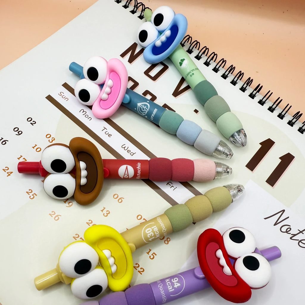 5 cute and creative ballpoint pens, black 0.5mm fine-tipped pens, suitable for school, office, and as a student gift.