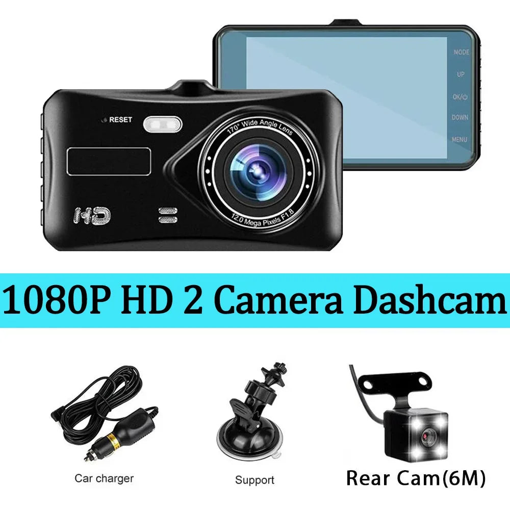 Dual Lens 1080P HD for Cars 4inch Touch Screen Dash Cam Car DVR Video Recorder Front and Rear View Camera for Vehicle Black Box